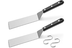Metal Spatula Set, HaSteeL Stainless Steel Long Narrow Griddle Spatula, Heavy Duty Burger Turner Pancake Flipper with ABS Handle, Griddle Accessories Tools for BBQ Flat Top Cast Iron Grilling Cooking