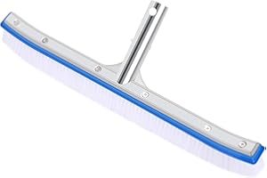 AQUAFLY 18'' Heavy Duty Swimming Pool Brush – Plastic Bristles, Curved Edge for Cleaning Walls, Tiles, Floors, Steps – Fits Inground & Above Ground Pools