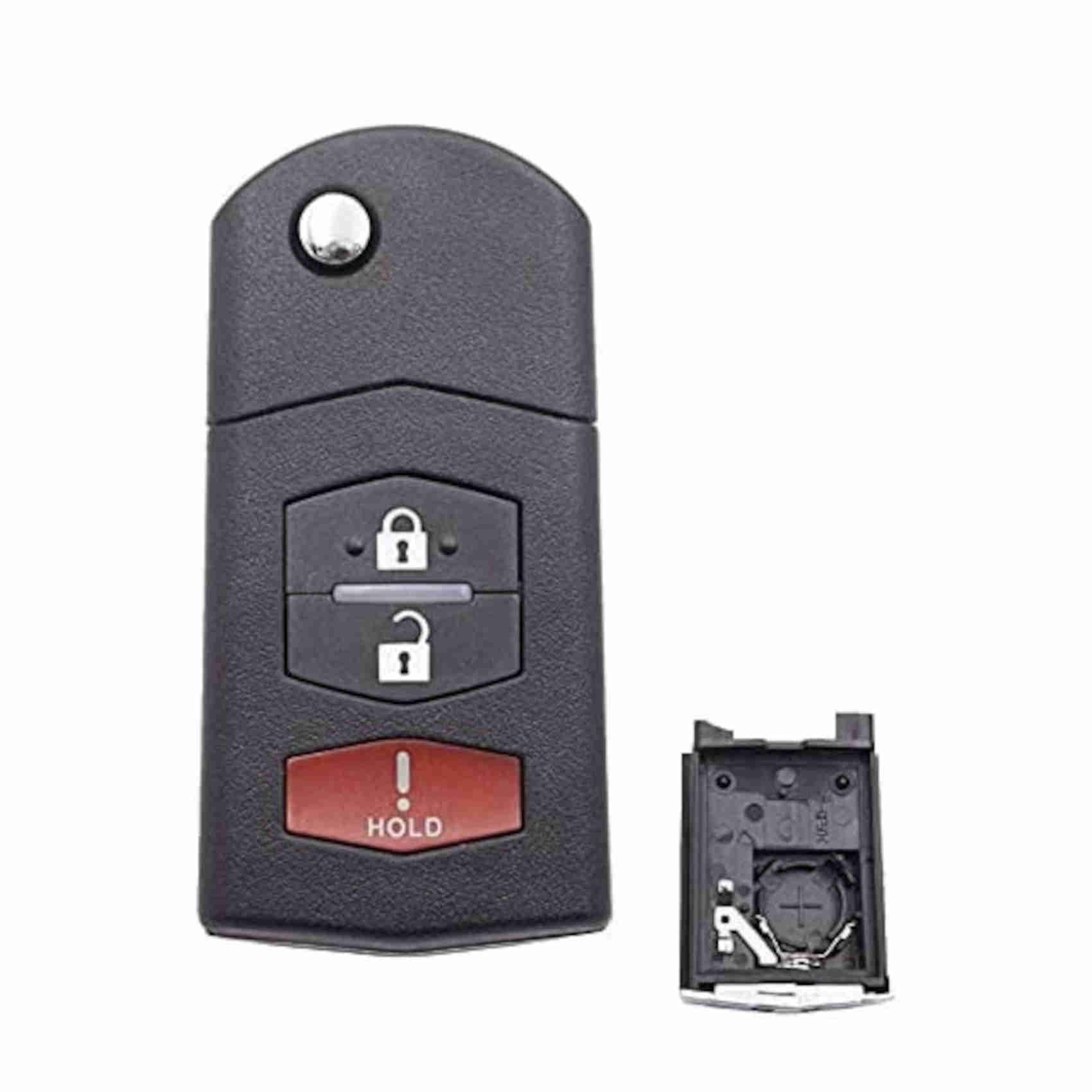 Folding Car Key for Mazda 2 3 5 6 RX8 MX5 Replacement Uncut Key Accessories for 2 3 4 Buttons Key Fob (2+1B)