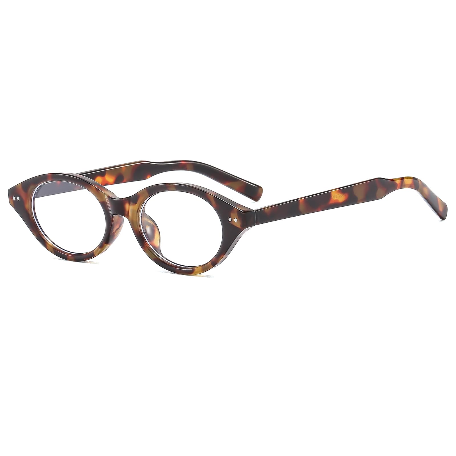 LJCZKA Retro Cat Eye Glasses Women Blue Light Blocking Glasses Small Oval Cateye Frame Eyewear Anti Fatigue Eyeglasses for Computer Gaming Reading (Leopard Clear)