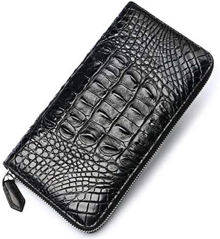 Amazon 特価 クロコダイル ワニ革 本革 ラウンドファスナー長財布 メンズ財布 背革使用 ブラック 黒 バッグ スーツケース