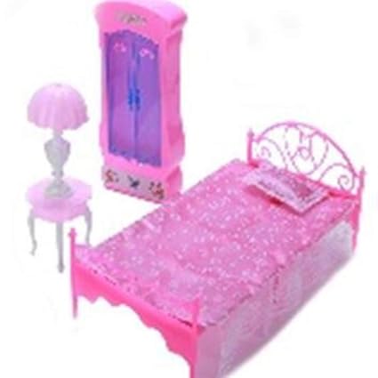EDTara 1:6 Simulate Bed Table Lamp Wardrobe Set Play House Toys