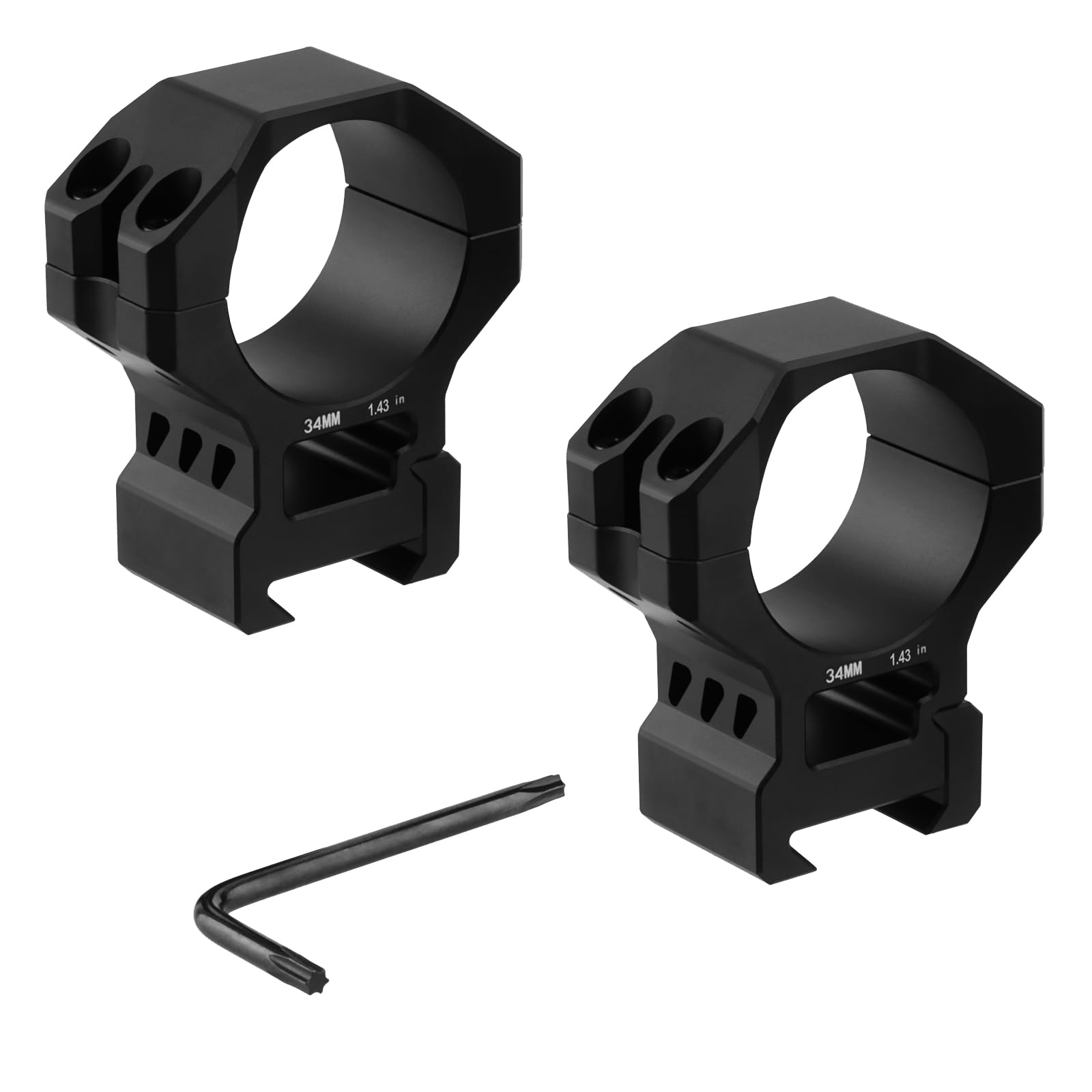 ToopMount 34mm Scope Ring, High Profile Picatinny Scope Mount Adapter, Lightweight Sight Mount Ring for 21mm Rail, 1.34" Heavy-duty Optics Aluminum Sight Adapter with Stop Pin for Outdoor Sports