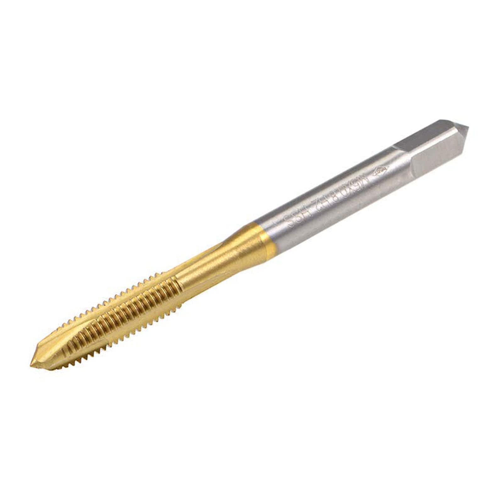 TOP-VIGOR M5 x 0.8mm Metric Machine Tap, H2 Titanium Coated High Speed Steel 3 Straight Flutes Screw Thread Tapping Threading DIY Tool