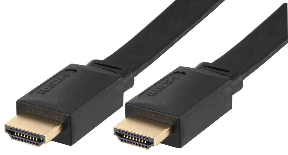 Pro Signal PSG91389 2m High-Speed 4K UHD HDMI Cable – Flat Design, Ethernet Support, Gold-Plated Connectors, Black