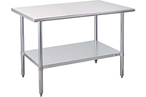 Profeeshaw Stainless Steel Prep Table 48x30 Inch NSF Commercial Work Table with Undershelf Heavy Duty Table for Kitchen Restaurant Home Hotel