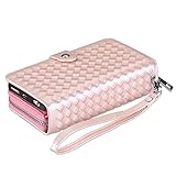 iPhone 6S Plus Case, Vofolen iPhone 6s Plus Wallet Case Detachable Zipper Plait PU Leather Card Holder Slot Holster Protective Slim Shell Magnetic Folio Flip Cover for iPhone 6 Plus 6S Plus -Rose Gold