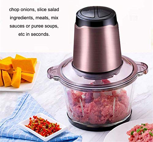 CEHNXIU-Electric-Food-Chopper-300W-Mini-Food-Processor-5-Cup-Glass-Bowl-Grinder-for-Meat-Vegetables-Fruit-and-Nuts-with-HighLow-Speed-ChoiceStainless-Steel-Motor-Unit-and-Sharp-Blades