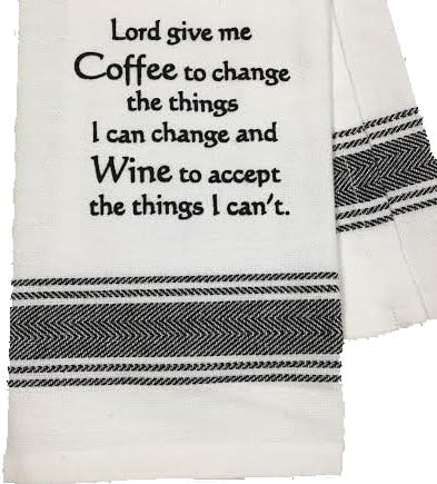 Wild Hare Designs Dishtowel - Lord Give Me Coffee to Change Those Things I Can Change and Wine to Accept The Things I Can't