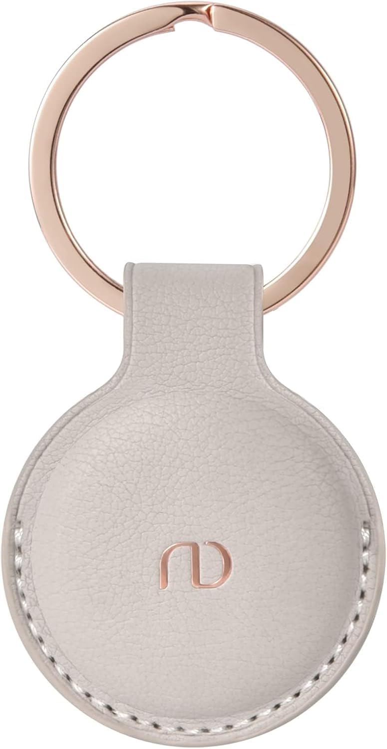 Nereides PU Leather Case Compatible with Airtag Holder, Anti-Scratch Keyring with buckle, Full Protective Cover for Key/Cat/Dog (khaki)