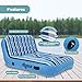 Aqua Ultra Comfort Pool Lounger, Lake Raft, Two 2-Person Lake-Ocean-Pool Float, Heavy Duty, X-Large, Navy/White Stripe