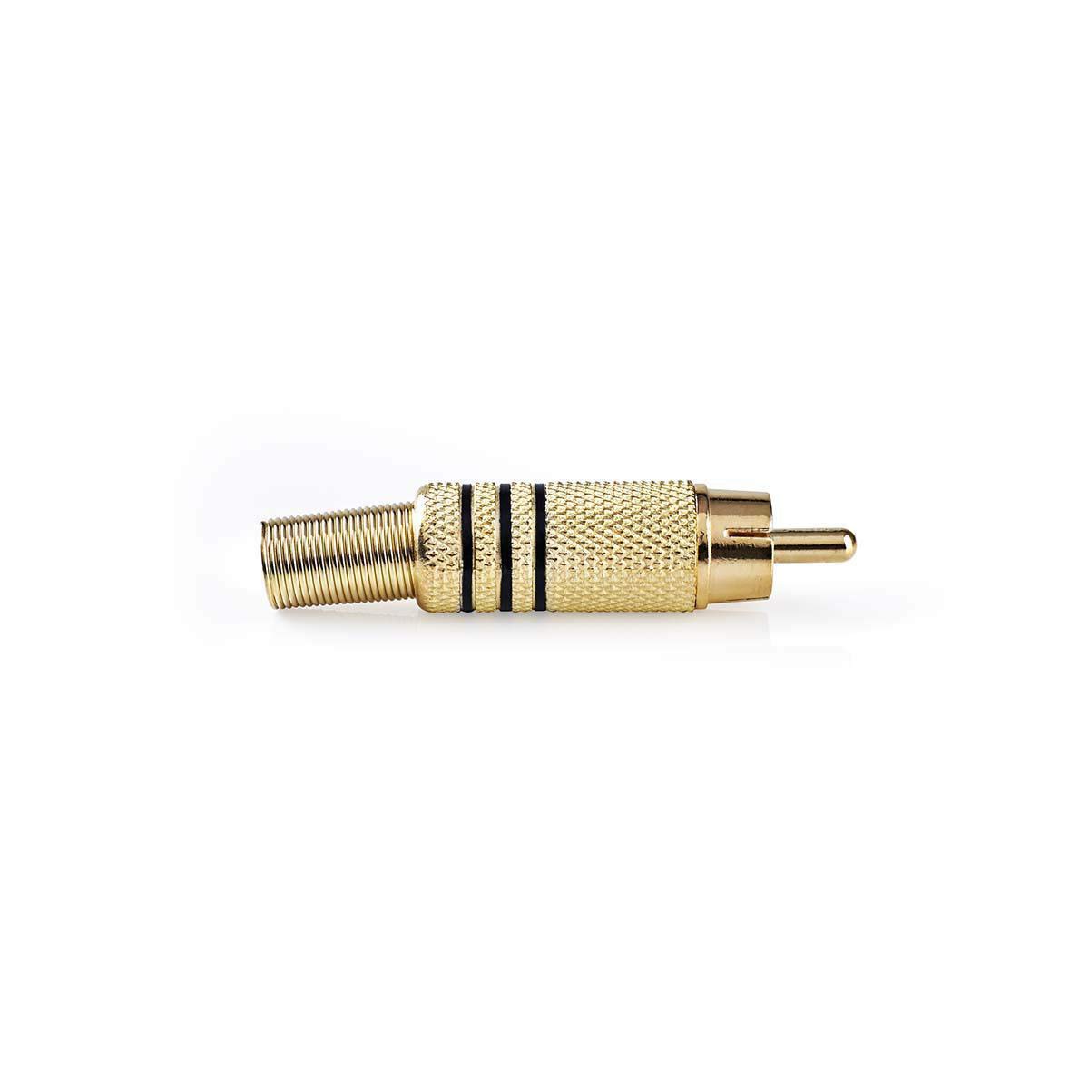 Nedis RCA Male Connector, Gold-Plated Audio Plug, Colour-Coded Ring for Left/Right Identification, 10 Pcs - Mount This Connector on an Audio Cable to Create Your Own Audio Cable