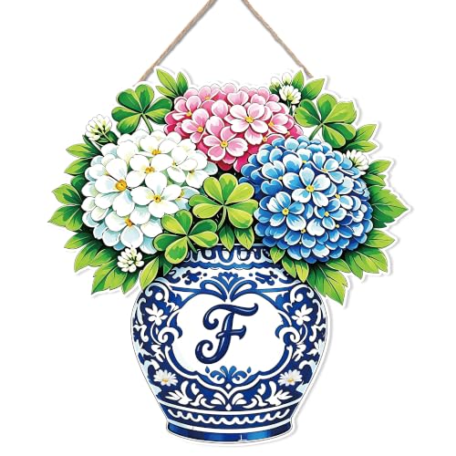 Hydrangea Initial Sign For Front Door, Blue White Chinoiserie Letter Signs For Home, Floral Housewarming Gifts For Front Door Porch, 06 at Amazon
