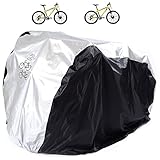 Aiskaer Waterproof Outdoor Tear Resistant Windproof Bicycle Cover for 2 Bikes, Bike Cover with Windproof Buckle Strap,dustproof and Sunscreen