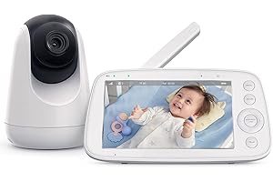 HiPP Baby Monitor, 5" 720P Video Baby Monitor with Pan-Tilt-Zoom Camera, Audio and Visual Monitoring, Infrared Night Vision and Thermal Monitor，2-Way Talk, 900ft Range, 4500mAh Rechargeable Battery