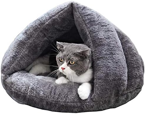 Cat Cave Bed Self Warm Cat Sleep Bag Cozy Winter Cat Bed with Cover Plush Cat House Medium