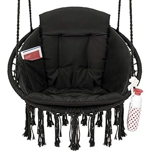 VITA5 Makramee Hängesessel Indoor – Bequemer Boho Hängestuhl für Garten & Balkon – Hängeschaukel mit weichem Kissen…