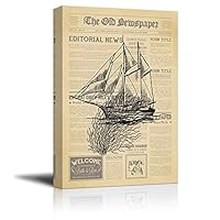 Canvas Wall Art Old Newspaper Painting Canvas Prints Home Artwork Decoration for Living Room,Bedroom - 12x18 inches