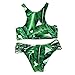 CUPSHE Women's Tropical Leaves Printing Tank Padding Bikini Set Medium