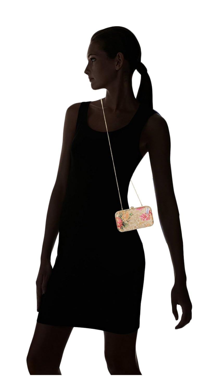 parizaat by shadab khan women's clutch (gold, bx8462)