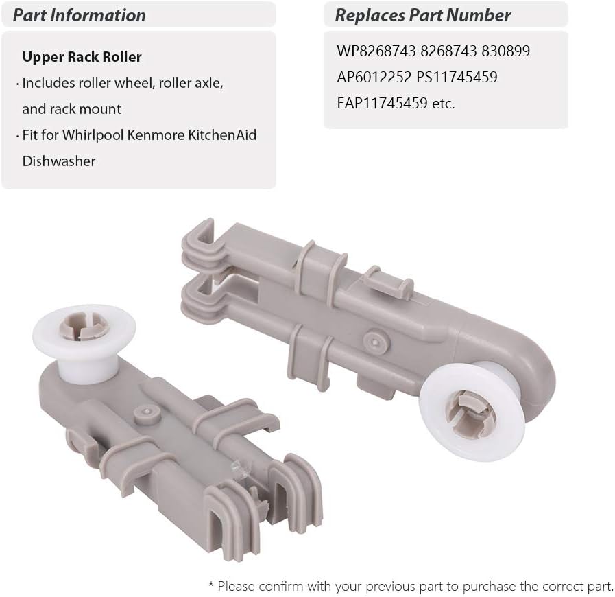 kenmore dishwasher upper rack rollers