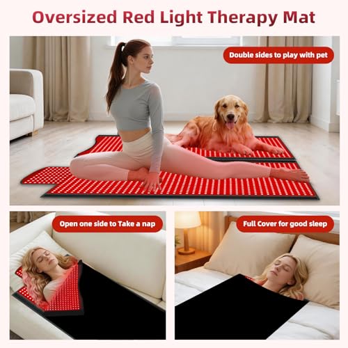 Red Light Therapy Mat Full Body with 2630 LEDs, 74.8"x33.6" Flexible Infrared Red Light Blanket for Home Use, Dual 660nm & 850nm, Adjustable Modes and Timer Control