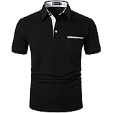 STTLZMC Men's Polo Shirt Short Sleeve Fashion Diagonal Strips Collar Classic Casual T-Shirt with Pocket