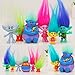 Trolls Figures | Dreamworks Movie Troll Dolls | Poppy And Friends + Trolls Stickers | 6 Piece Set 4-7cm Toys | By ToysOutLet_USA