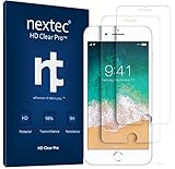 nextec iPhone 6,7,8 Screen Protector, (2 Pack), Apple iPhone 6, 6s, 6c, 7, 7s, 8, Tempered Glass Screen Protector (HD Clear Pro) iPhone 6,7,8 Glass Screen Protector (3D Touch/Case Compatible) Corning