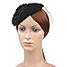 VBIGER Fascinator Hats Wedding Hats Pillbox Hat Woolen Felt Hat Bow Veil For Women (Black 4)