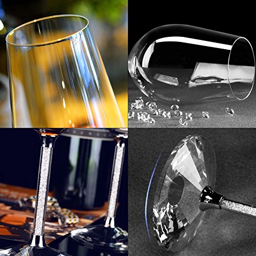 IFOLAINA Red Wine Glasses Lead Free 15oz Set of 2 with Clear Long Crystal Diamond Stem - Birthday, Anniversary or Wedding Gifts