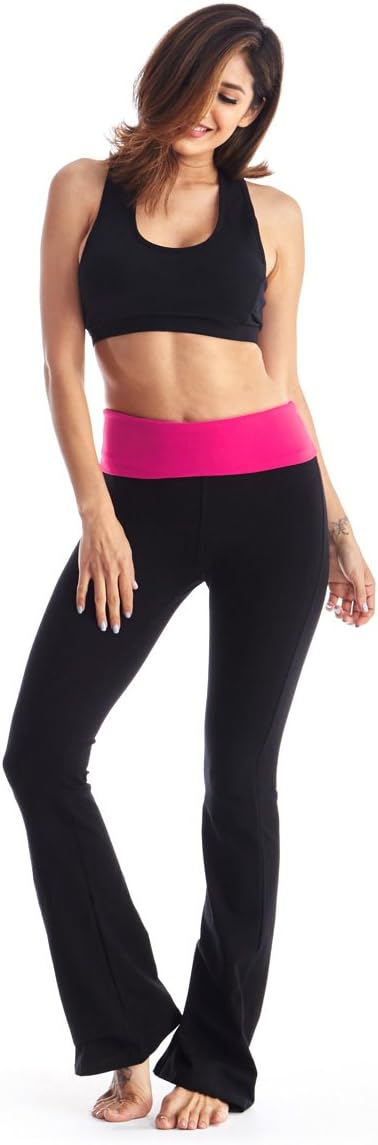 Viosi Flare Yoga Pants for Women with Foldover Waist - Premium 250gsm Cotton Spandex