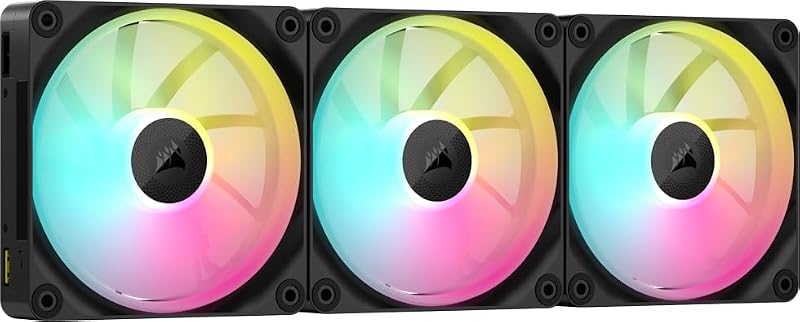 CORSAIR iCUE Link LX120 RGB 120 mm PWM Fans Triple Pack – Dual Light Loops – Inclui iCUE Link System Hub – Tecnologia CORSAIR AirGuide – Preto