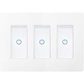 Milfra Touch Smart Switch 3 Gang, WiFi Light Switch Compatible With Alexa and Assistant, Neutral Wire Needed, No Hub Required, White, M22-1-3-DY