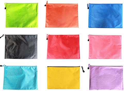 10-Pack Waterproof A4 Zip File Folder Bag Office Filing Storage Pouch with Zipper, Office Stationery, Random Colors