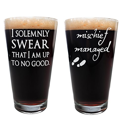 Marauder's Map: I Solemnly Swear That I Am Up to No Good and Mischief Managed Pints (Set of 2 Glasses)