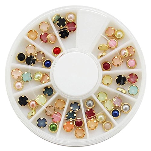 Binmer(TM)5mm Nail Art Sticker Tip Decal 3D Acrylic Glitter Rhinestones Manicure Studs Nail Tips DIY (A)