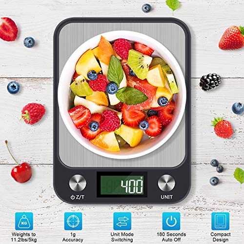 Food Scale for Calorie Control,Vsadey High-Precision 5000g/1g Digital Kitchen Scales for Weight Loss and Nutrition Ingest for Baking Cooking Dieting Plan
