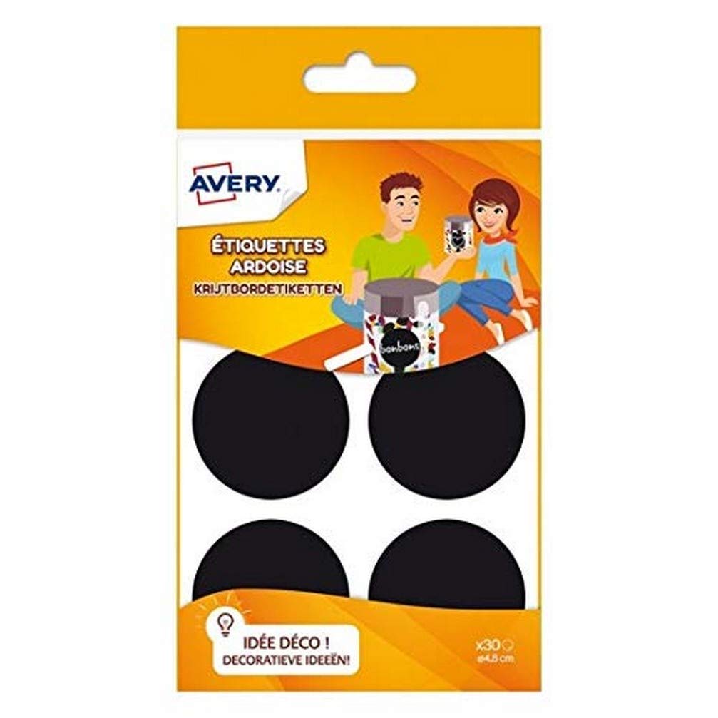 Avery ARDO30 Labels Round Diameter 4.8 cm Slate Black Pack of 30