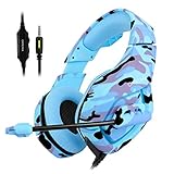 PS4 Gaming Headset ONIKUMA K1 PC Gamer Stereo Wired Over Ear Noise Cancelling Headphones with Microphone, Volume Control for PlayStation 4 Laptop Tablet Mobile Phone