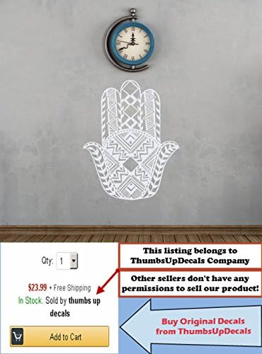 Hamsa Hands Wall Decal Amulets Vinyl Sticker Decals Boho Fatima Namaste Moroccan Pattern Home Decor Bedroom Dorm Yoga Studio aa397 (47" Tall x 38" Wide)