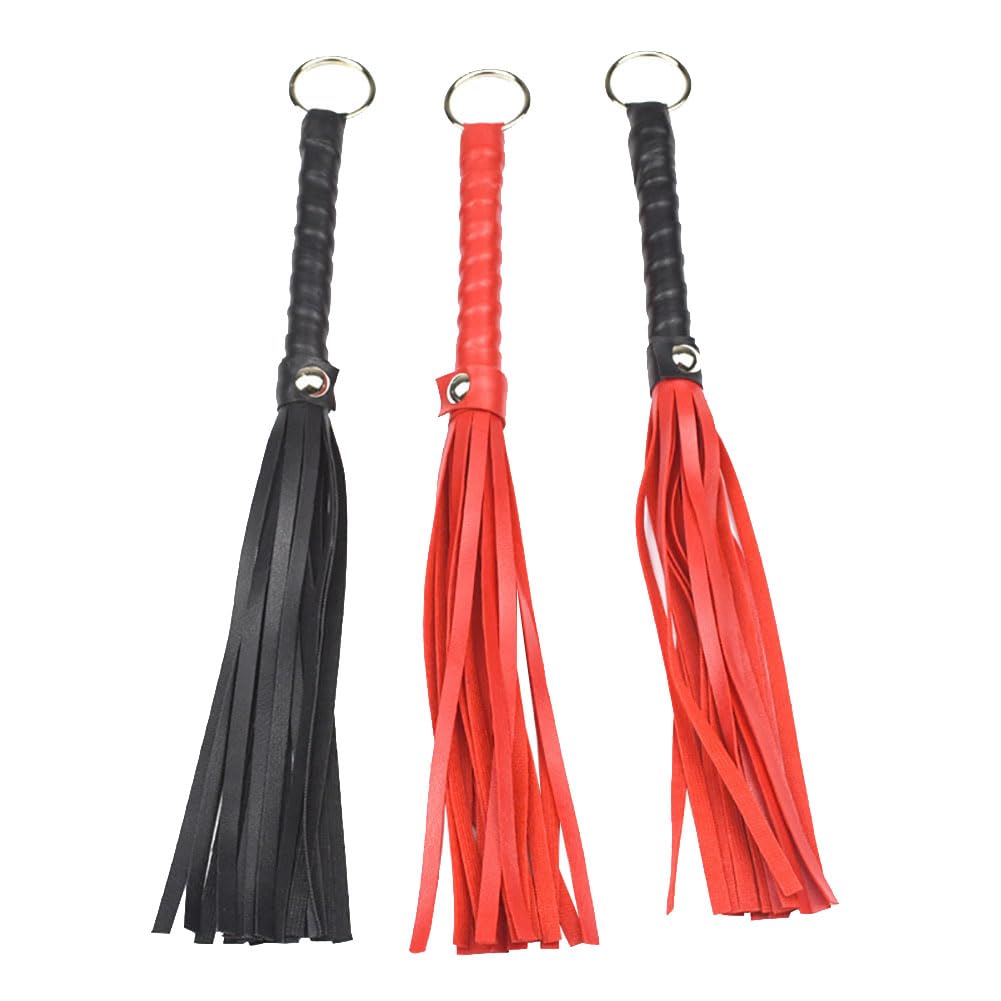 JIHUOO 3 Pcs PU Leather Horse Back Riding Crops Horse Jump Crops Long Horse Whips Equestrian Crops Bedroom Play Toys for Adults