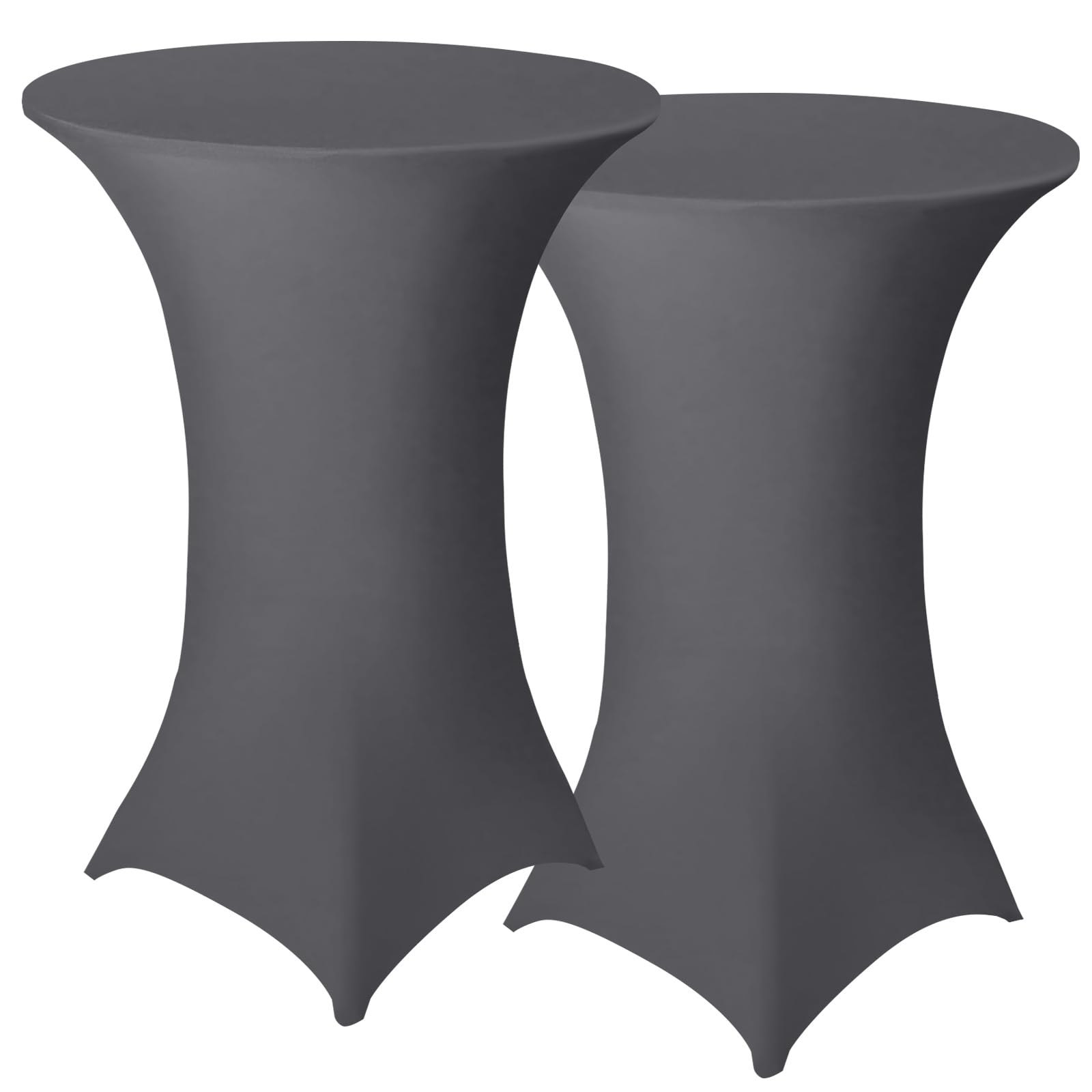 Granbest Pack of 2 Cocktail Table Covers Fitted Spandex Square Corners Cocktail Tablecloths for Party, Banquet, Wedding Event, Exhibition, Vendor, Outdoors (Grey, Ø 70-75cm)