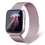 Oitom Compatiable Metal Bands Replacement for Fitbit Versa Smartwatch (Original Rose Gold Small)