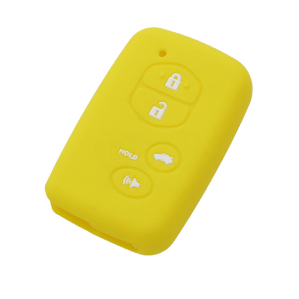 BROVACS Silicone Cover Protector Case Holder Skin Jacket Compatible with TOYOTA Avalon RAV4 Camry Venza Prius 4 Button Smart Remote Key Fob CV2405 Yellow
