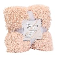 Theoylos Faux Fur Shaggy Throw Blanket Super Soft Fuzzy Fluffy Plush Throws Fleece Blanket for Bed Sofa Beige