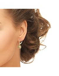 Kooljewelry - Pendientes de oro de 10 quilates con corte de diamante