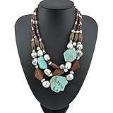 Bocar Personalized Layered Strands Turquoise Statement Chunky Necklace for Women Gifts
