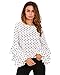 ZANZEA Womens Bell Sleeve Tops Ruffle Long Sleeve Polka Dot Blouses Round Neck Shirt
