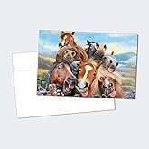 Tree-Free Greetings EcoNotes 12 Count Horses Selfie All Occasion Notecard Set with Envelopes, 4 x 6 Inches (FS56896)